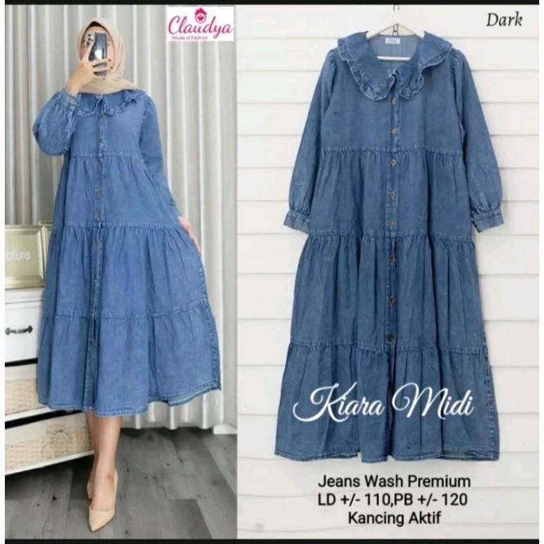MIDI dress jeans kekinian 2022/MIDI dress terhits
