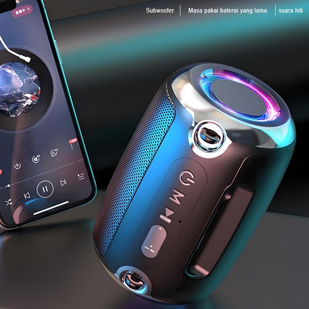 KIVEE Speaker Wireless Bluetooth HIFI Portabel Kartu Subwoofer Nirkabel Audio Luar Ruangan SuperBass