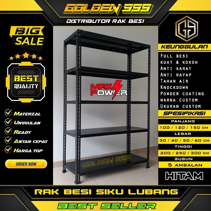 Terbaru Rak Besi Siku Lubang / 5 Susun / 0.4X1X2 M / Bagus & Murah / Via Mobil Promo Terlaris