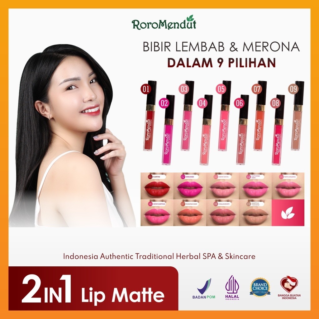𝐑𝐎𝐑𝐎 𝐌𝐄𝐍𝐃𝐔𝐓 2in1 LIP MATTE SERUM | BPOM HALAL LIQUID LIPSTICK LIP CREAM BIBIR LONG LASTING LIPSTIK