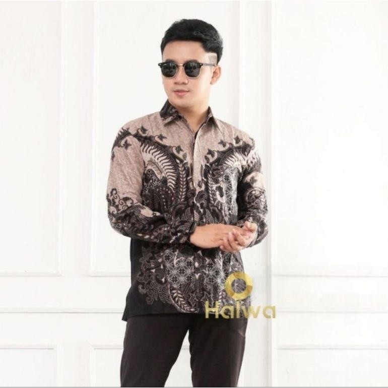 BTK Batik pria coklat kemeja cowok lengan panjang m l xl xxl terlaris premium modern quality warna m