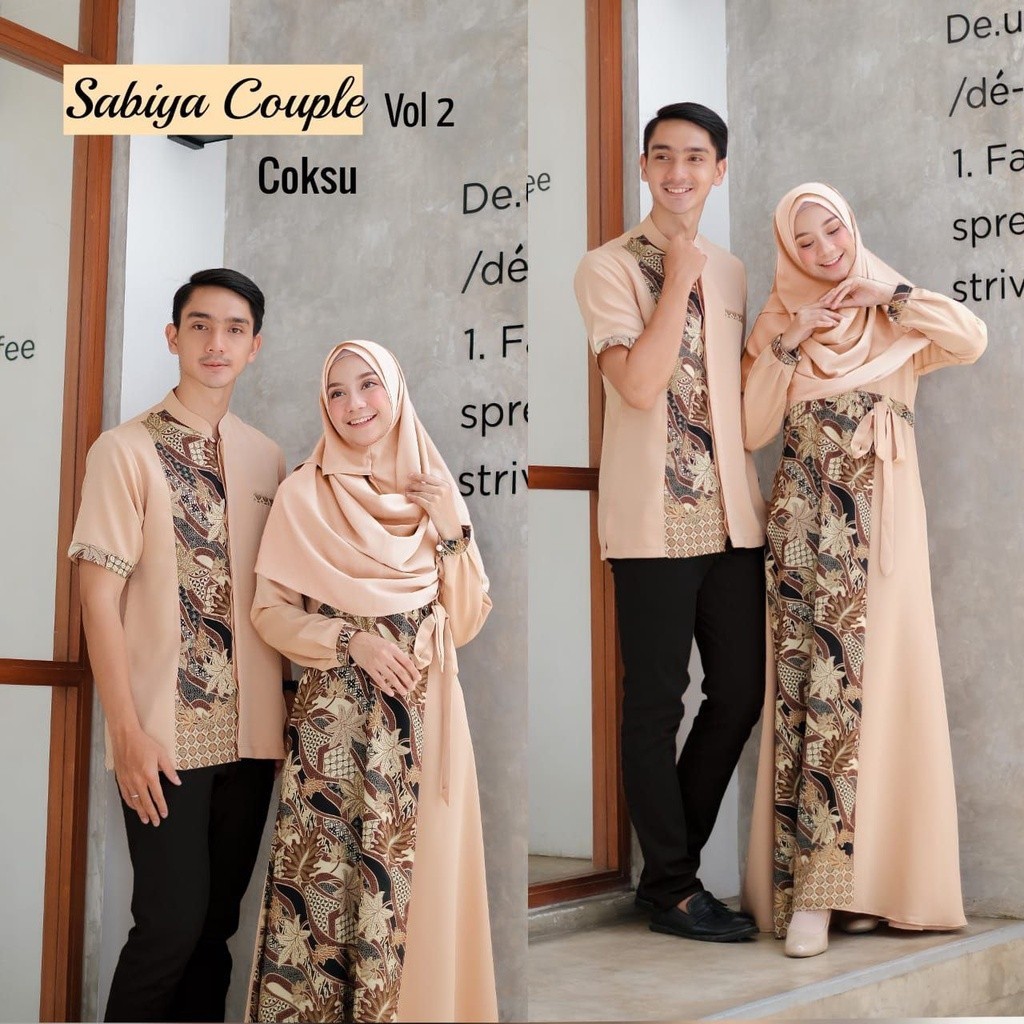 LIFE STYLE PREMIUM BATIK COUPLE Gamis Remaja Couple Pasangan Gamis Lamaran Motif Batik Kombinasi