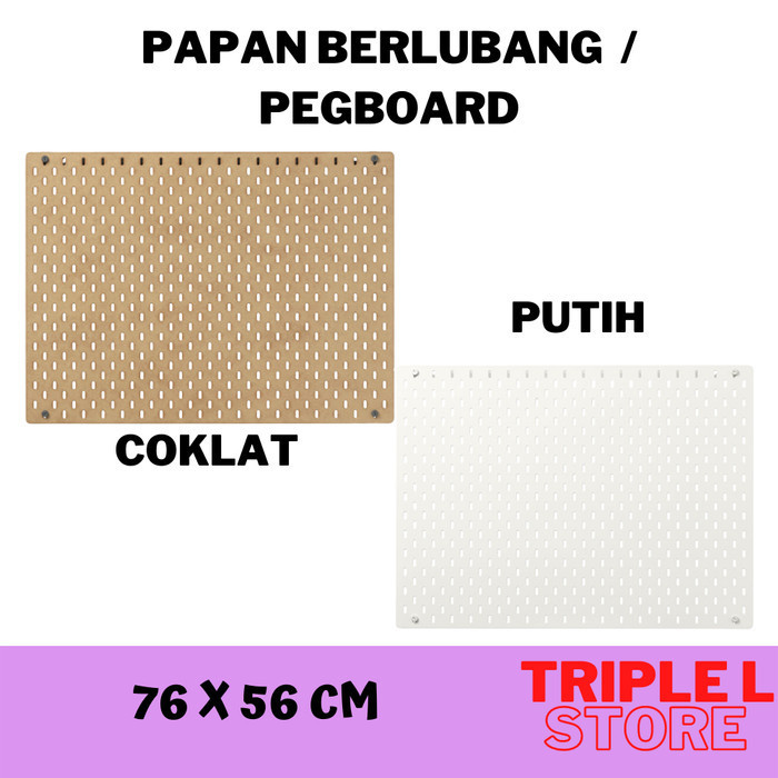 

Ready Papan Berlubang Pegboard Tempel Dinding 76 x 56 cm