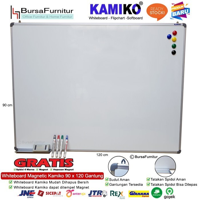 

Ready Whiteboard Kamiko 90 x 120 Spidol H,B,HJ, M, Hapus magnet, Magnet