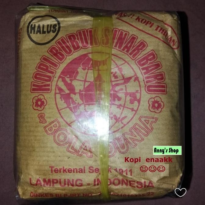 

Kopi Lampung bubuk halus Sinar Baru Bola Dunia enak 500 gram