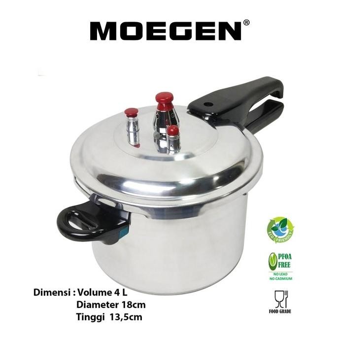 Moegen Panci Presto 4 Liter Pelunak Daging Presto Original Serbaguna
