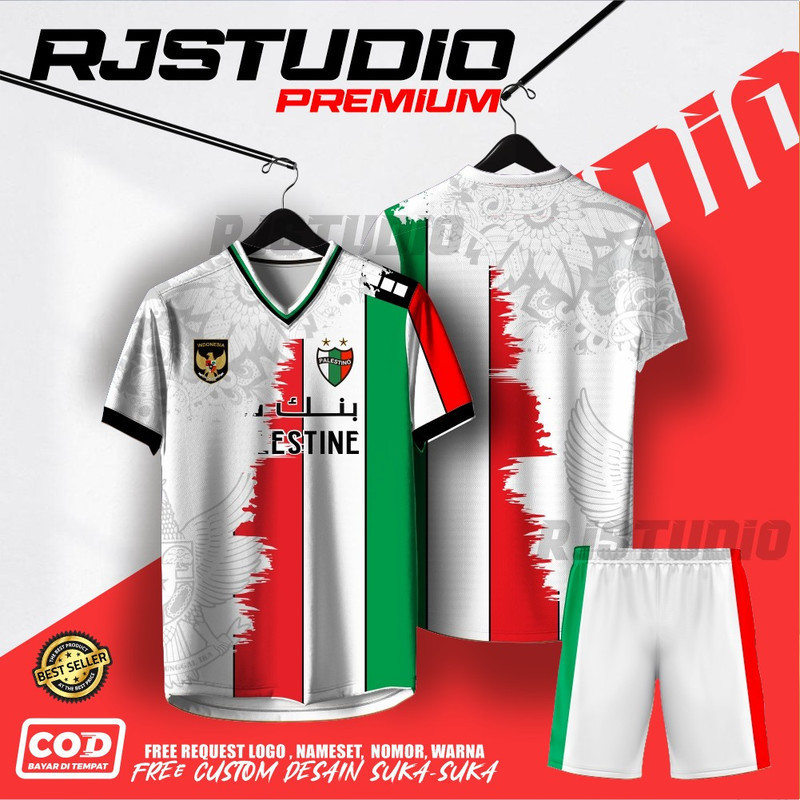 MILANO PREMIUM  JERSEY FANTASI bola FUTSAL SEPAKBOLA JERSEY PALESTINA INDONESIA GARUDA FULL PRINTING