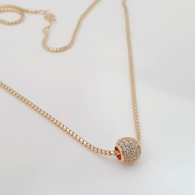 Kalung Milano + Liontin Bola Emas Asli Kadar 375 | Gold 500