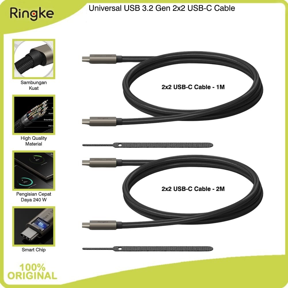 Ringke Kabel Data Universal USB 3.2 Gen2 USB-C to Type-C Braided Cable