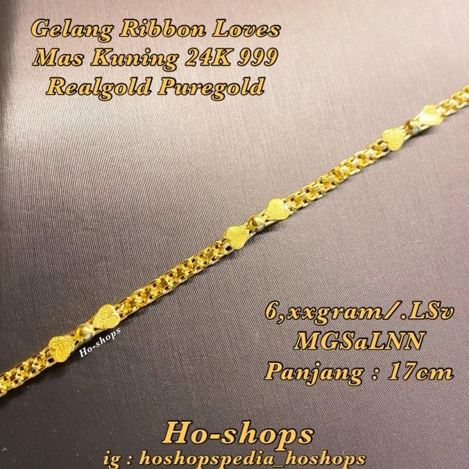 Gelang Mas Kuning 24K 99.99% Asli Emas