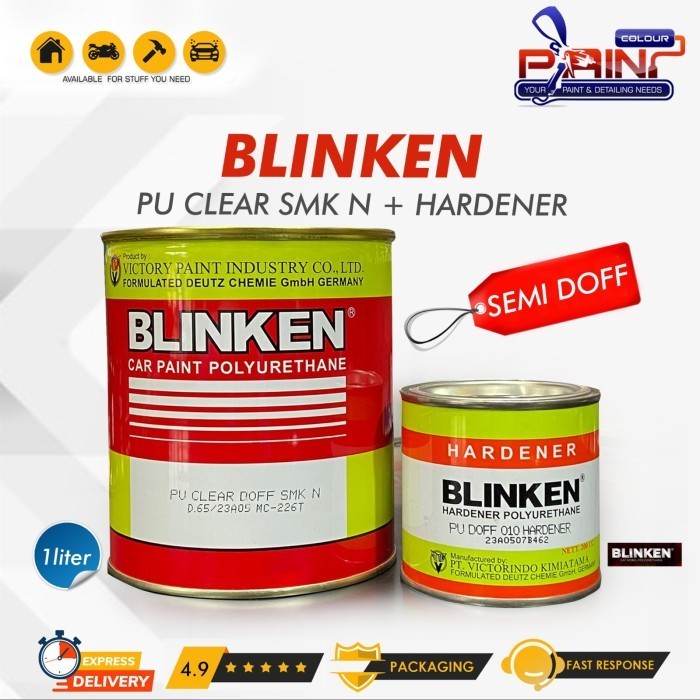 READY BLINKEN PU Clear Doff SMK N + Hardener 1L Pernish Blinken Semi Doff