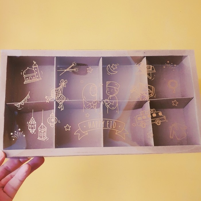 Cake Box Idul Fitri Kraft Kotak Kue Lebaran EID Mika Sekat 8 Eggtart