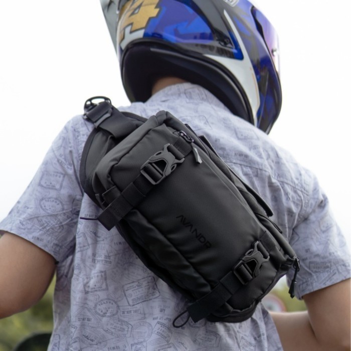 X2X Avandr Bag Black Matte Sling Bag Tas Selempang Pria Multifungsi