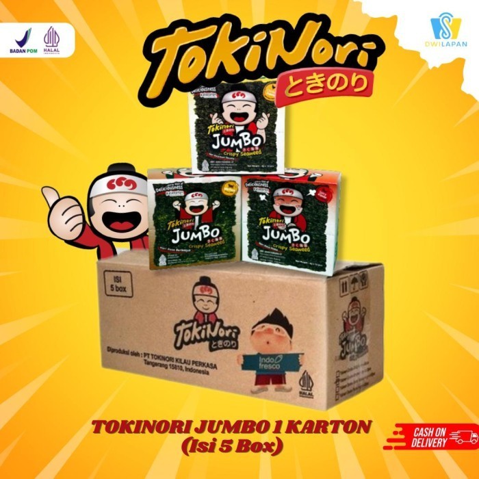 

1 Karton - dapat 5 box (60pcs) Tokinori Jumbo Halal Cemilan Rumput L