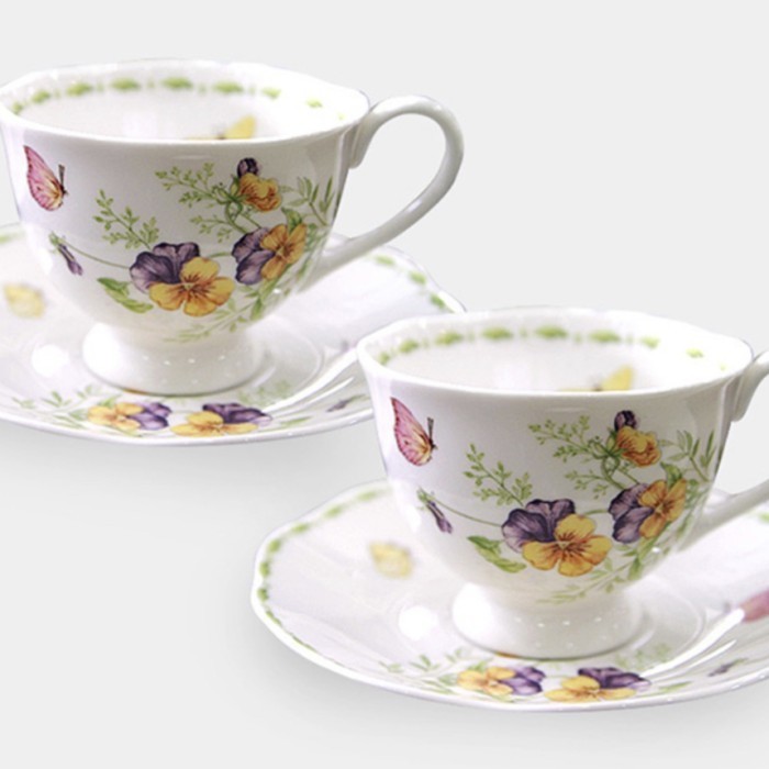 Saint James Teacup Coffee Set 4Pcs Charlotte Green Cangkir Cup Saucer