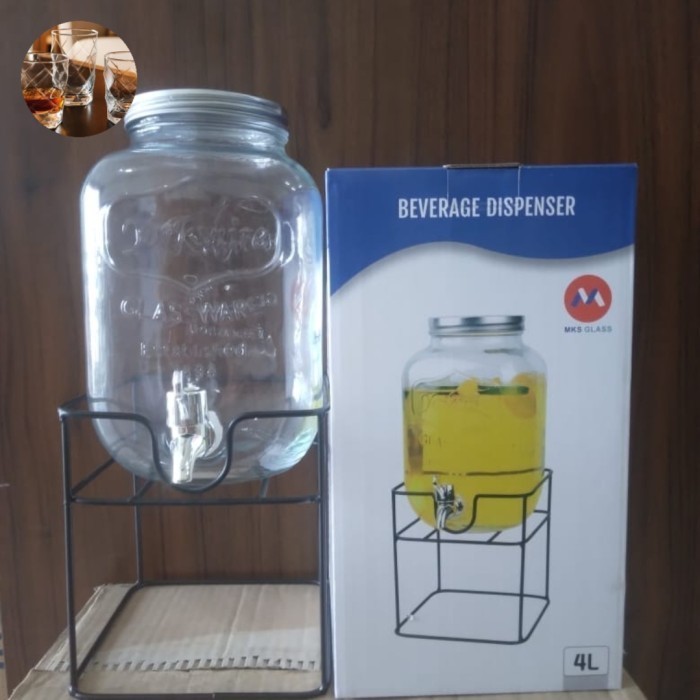 Dispenser Kaca/Gelas Storage Drink/Mason Gelas Jar/Beverage Glass