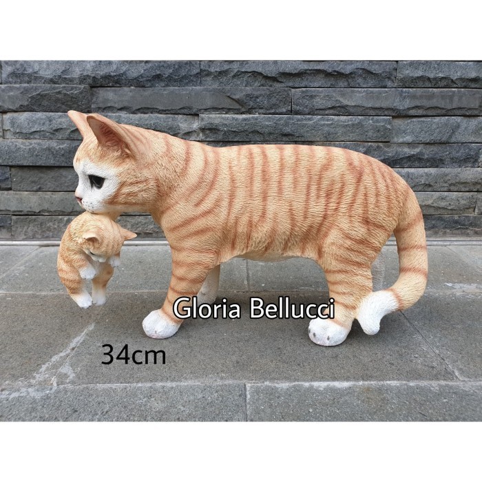 Patung Pajangan Miniatur Kucing Gigit Anak Jumbo Persia Anggora Terlaris