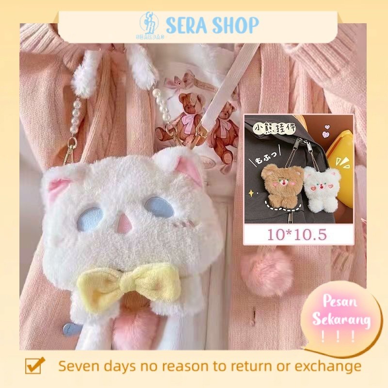 

❀Sera 2022 Musim Gugur dan Musim Dingin Baru Tas Mewah Lolita Oblique Cross Tas Youyou Kucing Boneka Mewah JK Lolita Tas Tangan