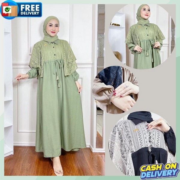 Gamis Wanita Syar'I Dress Trendi Kekinian Games Viral 2024 Pakaian Muslim 2024 Lebaran Terbaru Viral