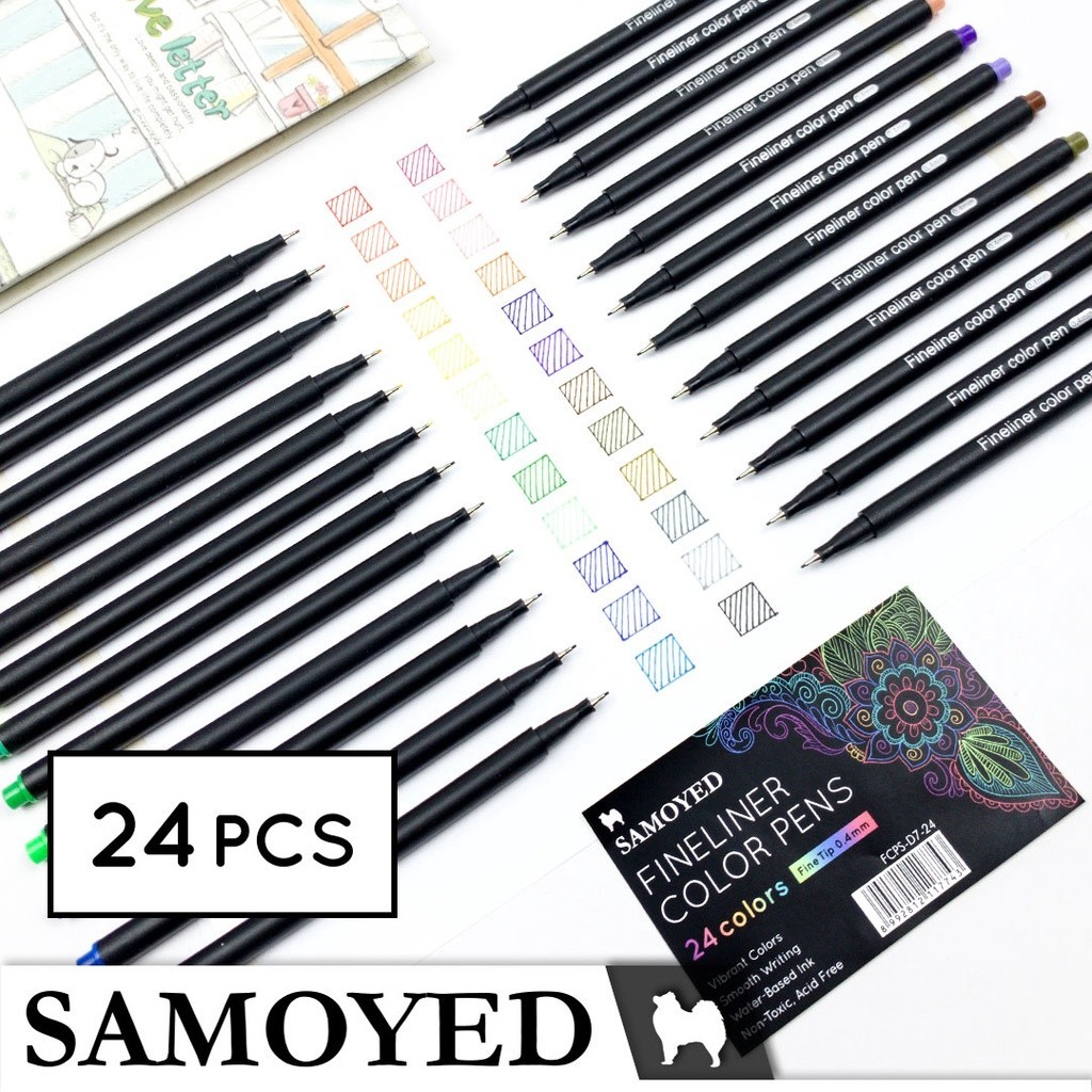 

Pul / A / Spidol Gambar Warna / Drawing / Fineliner Color Set 24 Warna / Colors Samoyed Fcps-D7-24