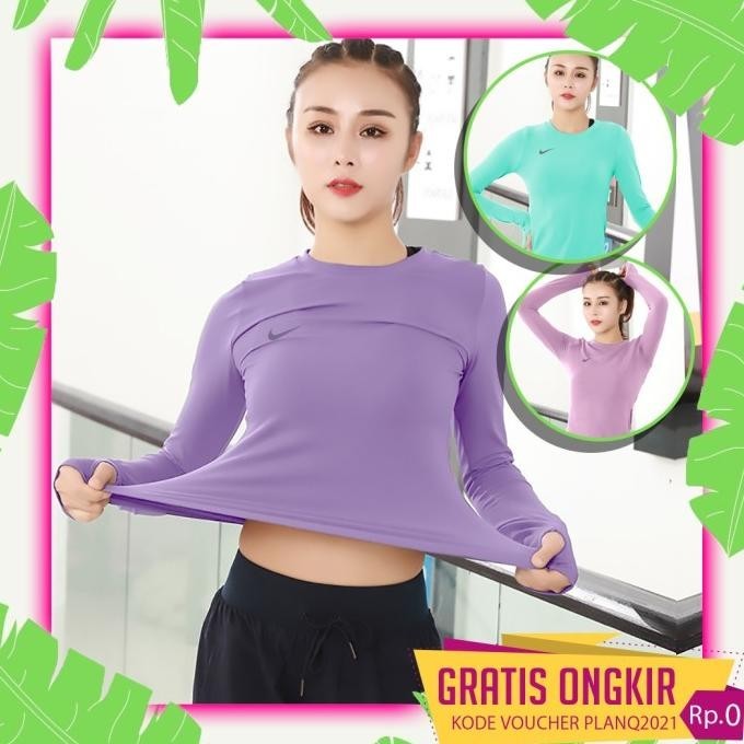 Atasan Olahraga Wanita Hijab Lengan Panjang Baju Sport Senam Zumba