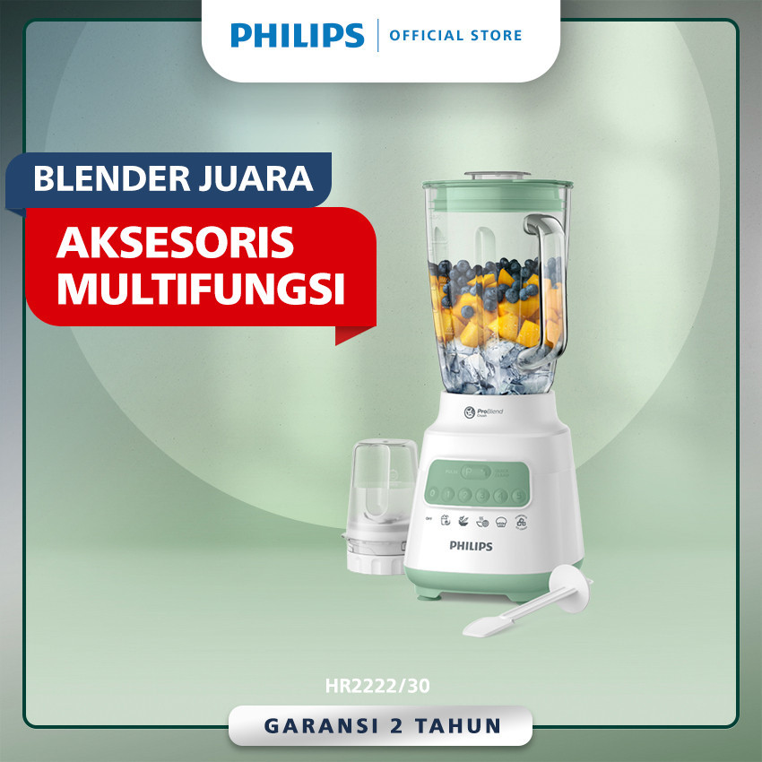 Philips Blender 5000 series HR2222/30 � Aksesoris Multifungsi- Dry Mill -Jar Kaca- Dessert Green