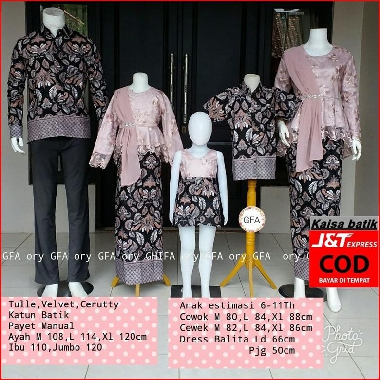 Flash Sale Baju Batik Couple Kebaya Keluarga Set Pakaian Keluarga Sarimbit Batik Kebaya Brokat Kelua