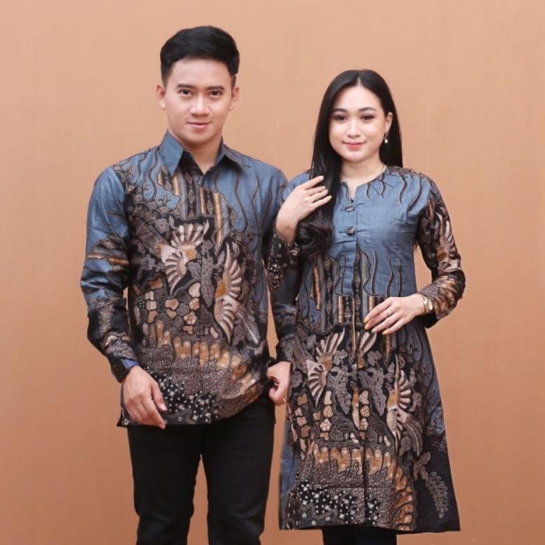 Murah Batik Tunik Couple Modern Set Pakaian Couple Kemeja Batik Pria Premium Baju Batik Couple Batik