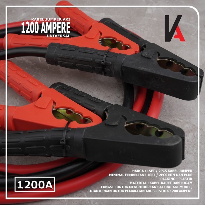 Best Kabel Aki Mobil / Kabel Jumper / Kabel Accu 1200 A 2 Meter Universal Gratis Ongkir