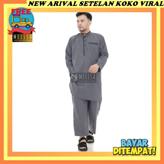 Baju Muslim Laki Laki Dewasa Terbaru 2024 1Set Pkaian Hadroh Priadewasa Waneset Kmja Lebaran Laki2 P