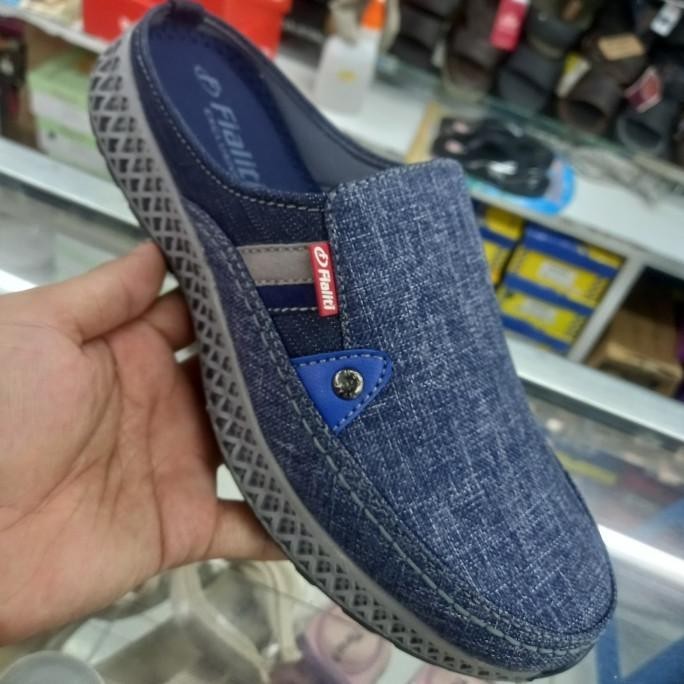 sepatu sandal slop pria Fialiti original slop denim/levis