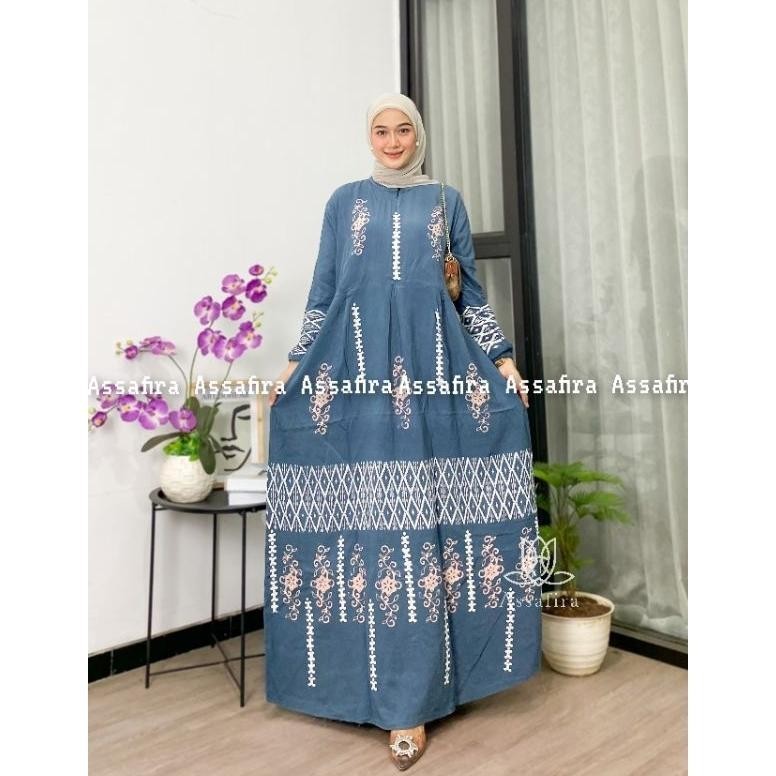 GAMIS TWILL RAYON JUMBO LD 120 KAIN ADEM DAN TEBAL BUSUI FLOY RESLETING DEPAN BAJU BATIK PEKALONGAN 