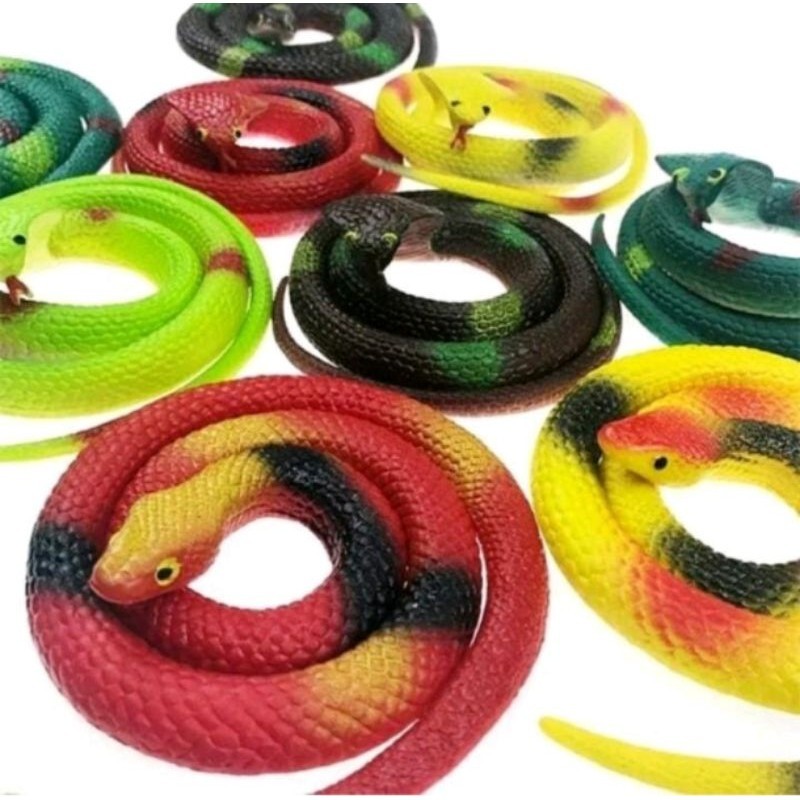 mainan ular karet Mainan Figure Ular Karet Multiwarna figurin ular ulat