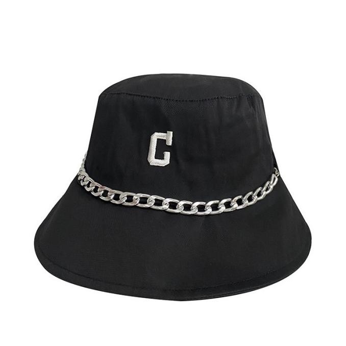 Kkv Ohgo Syc Chain Black Bucket Hat Topi Bucket Rantai Hitam Fashion