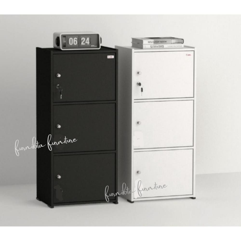 JTR - RAK SERBAGUNA 3 PINTU KAYU KUNCI / LEMARI BUKU SERBAGUNA