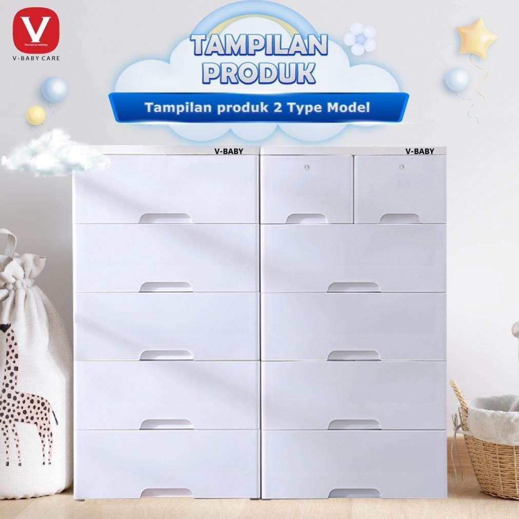 V-BABYCARE Lemari pakaian/lemari plastik premium/lemari pakaian anak/lemari import V-BABYCARE-T1