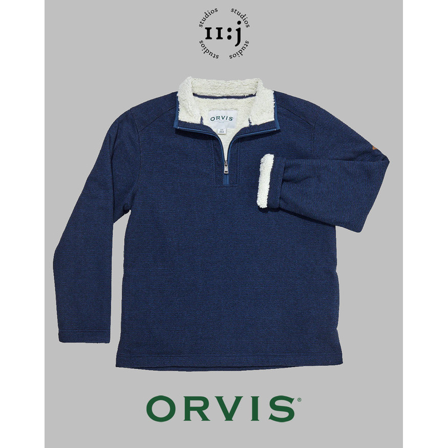 JAKET ORVIS BRIGHTON FLEECE LINED QUARTER ZIP ORIGINAL - NAVY