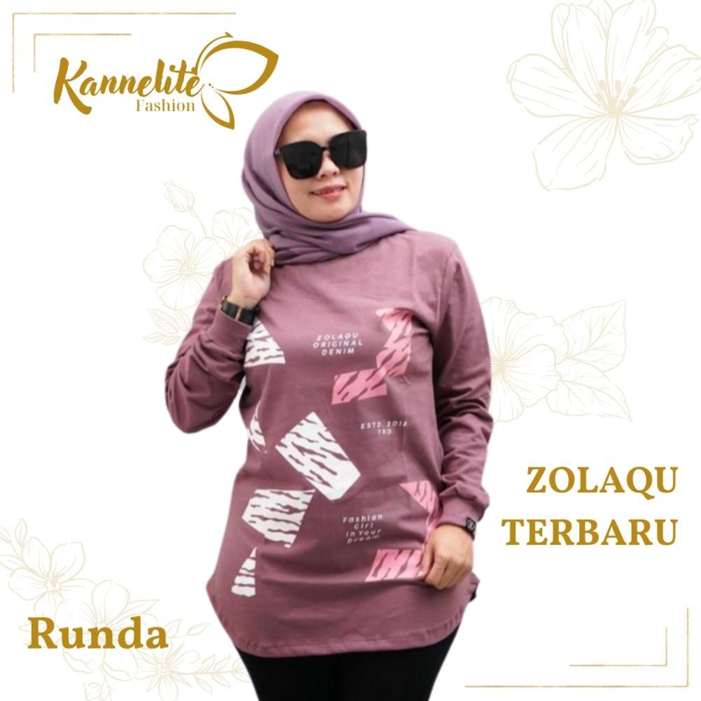 Kaos Zolaqu Lengan Panjang Wanita Terbaru Terop | Baju Wanita Kekinian | Atasan Oval Semi Tunik Baha