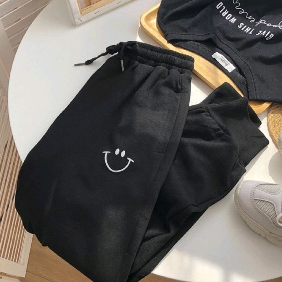 Celana Jogger Wanita Joger Smile Pants Panjang Training Olahraga Gym Wanita Model Slim CELANA OLAHRA