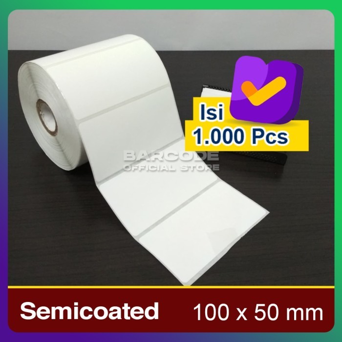 

LABEL BARCODE 100 X 50 (1 LINE) KERTAS STICKER LABEL SEMICOATED 100x50