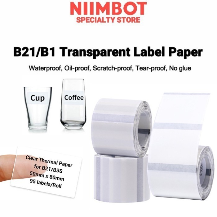 

NIIMBOT B21 B1 Stiker Nama Kertas Cetak Label Transparan Stiker Tahan