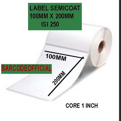 

LABEL BARCODE SEMICOAT UK.100mm X 200mm CORE 1 INCH ISI 250 PCS