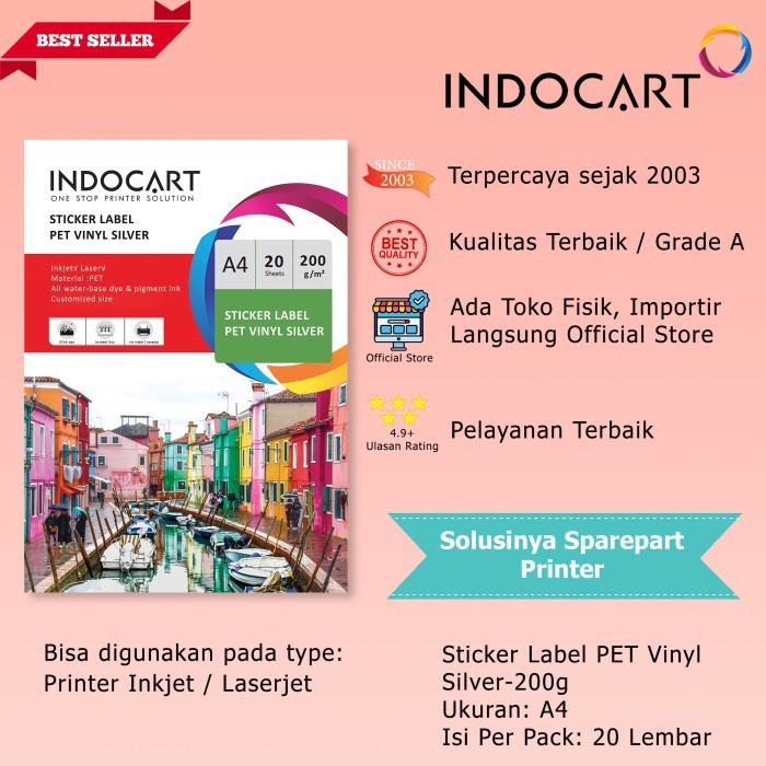 

IndoCart Sticker Pet Vinyl Glossy Silver-A4-20s