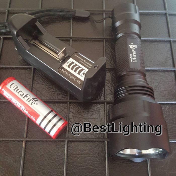 Paket Senter LED Police Q5 Swat C8 Cree Sinar Kuning