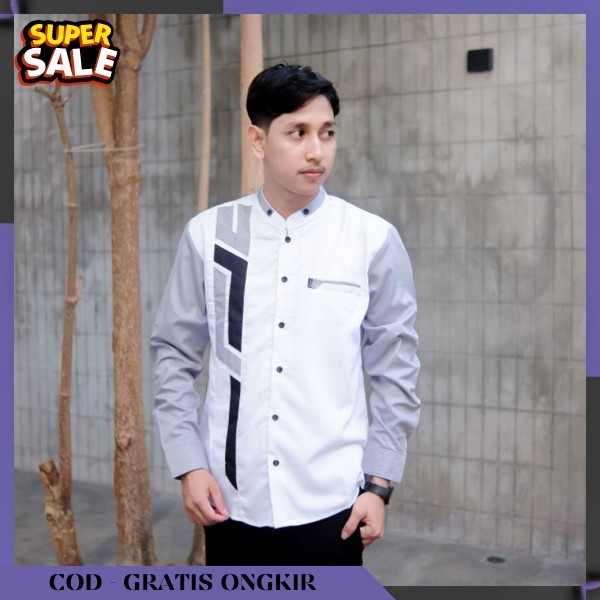 Baju Koko Model Lengan Panjang Kemeja Muslim Remaja Cod Premium Polos Koko Pria Dewasa Koko Pria Put