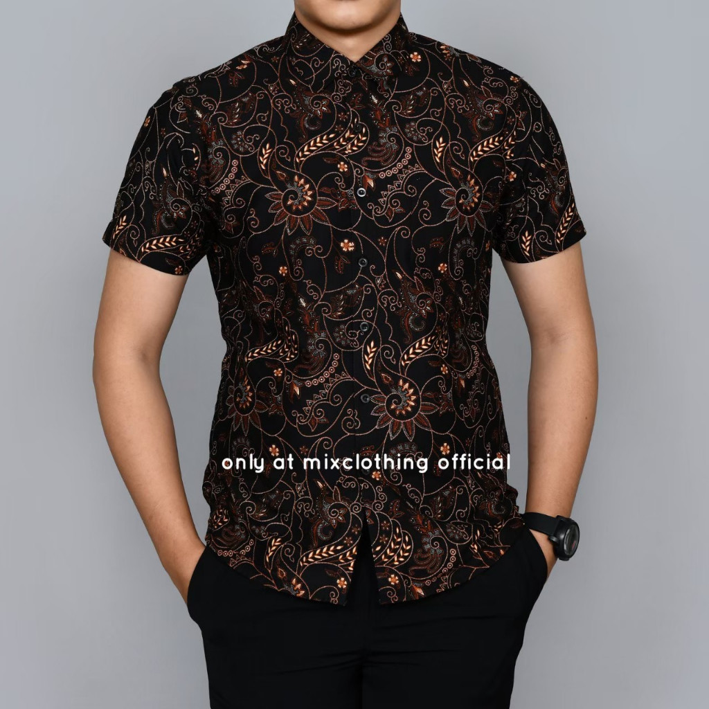 NEW BAJU BATIK PRIA LENGAN PENDEK KEMEJA PRIA SLIM FIT COLIN DION CS 17
