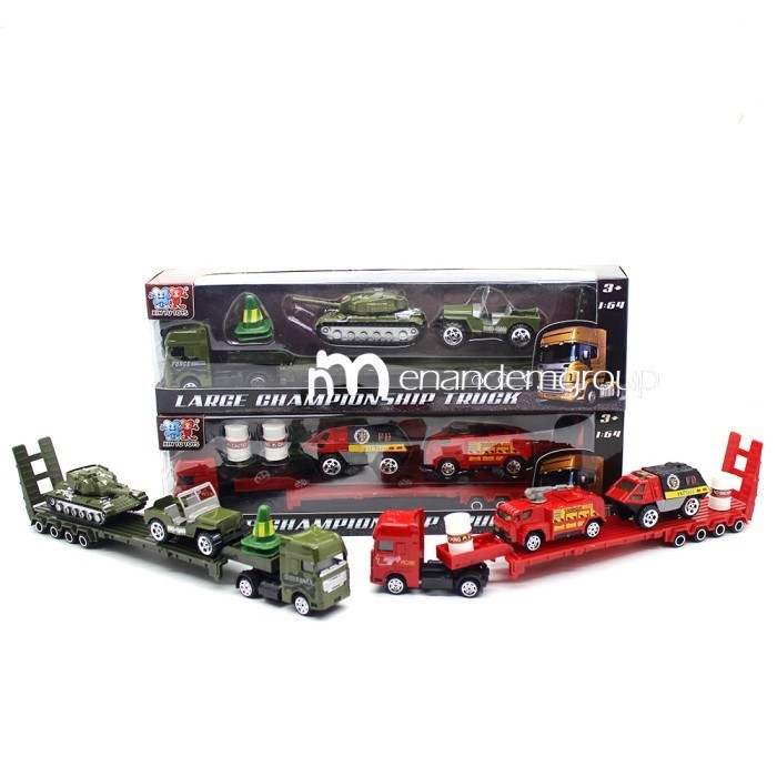 Mainan Diecast Miniatur Mobil Truk Kontainer Trailer Gandeng Metal