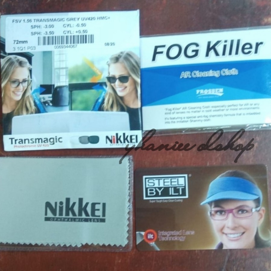 Lensa photocromic blueray anti embun UV plus steel by ILT