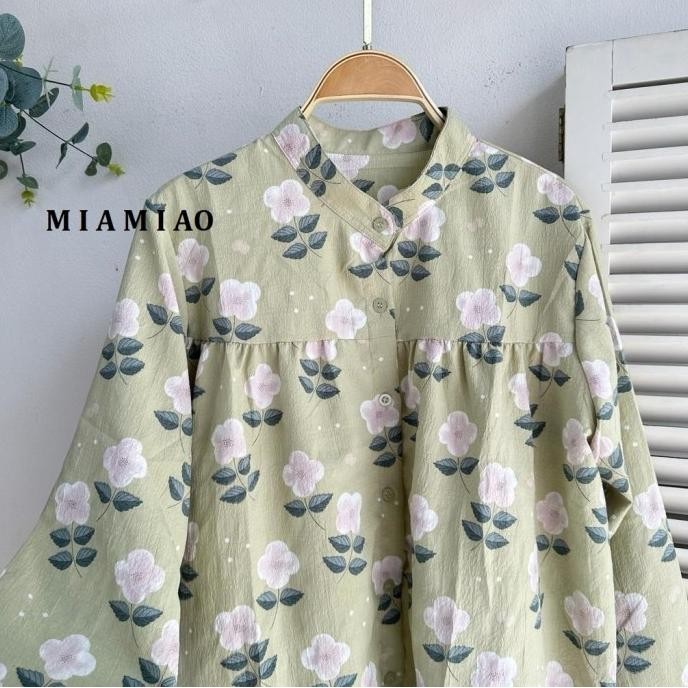 Blouse Crinkle Motif Bunga | Jisoo  Blouse Crinkle