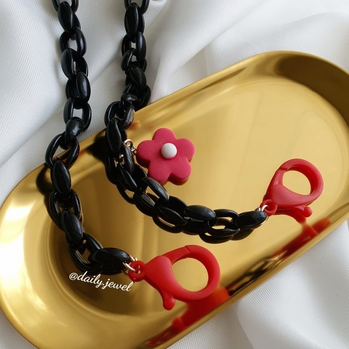 STRAP MASKER ANAK DEWASA RANTAI WARNA WARNI PLASTIK AKRILIK MASK STRAP